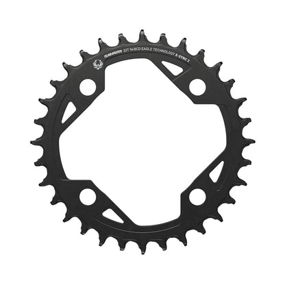 SRAM X-SYNC 2 94BCD EAGLE EMTB Kettenblatt für Einfachantrieb, 12-fach, 4-Loch, 94 mm — Ansicht des Kettenblatts auf weißem Hintergrund