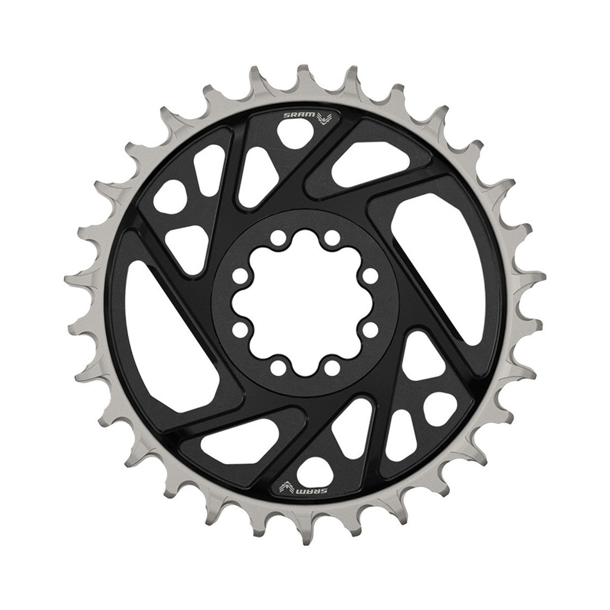 SRAM XX T-TYPE EAGLE BOOST Kettenblatt für Einfachantrieb, 12-fach, Direct Mount, 3 mm Offset, Schwarz — Ansicht des Kettenblatts auf weißem Hintergrund