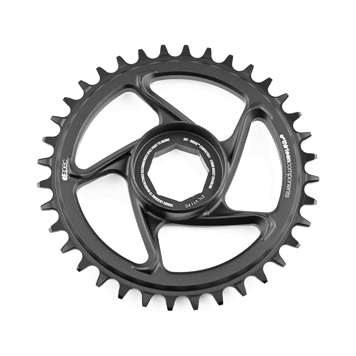 E-THIRTEEN E-SPEC Direct Mount Einfach-Kettenblatt für Brose S Mag, 11/12-fach — Kettenblatt vor weißem Hintergrund