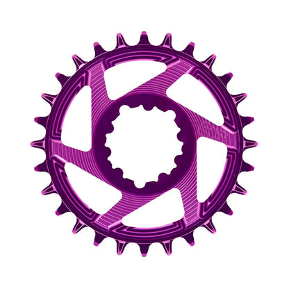 E-THIRTEEN HELIX RACE 1-fach-Kettenblatt, 11/12-fach, SRAM Boost Direct Mount, 3 mm Versatz, Violett — Kettenblatt auf weißem Hintergrund