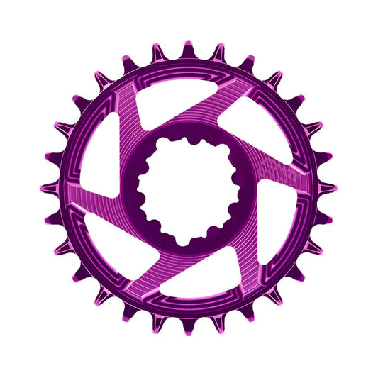 E-THIRTEEN HELIX RACE 1-fach-Kettenblatt, 11/12-fach, SRAM Boost Direct Mount, 3 mm Versatz, Violett — Kettenblatt auf weißem Hintergrund