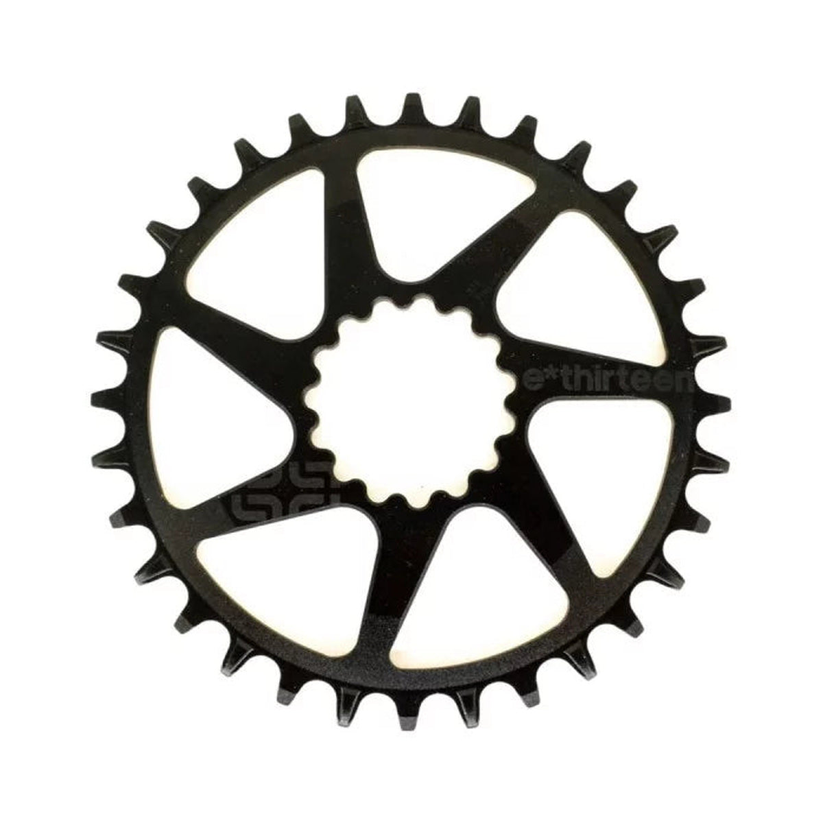 E-THIRTEEN HELIX PLUS 1-fach-Kettenblatt, 11/12-fach, Direct Mount, Boost/SuperBoost, 52/55 mm — Kettenblatt auf weißem Hintergrund