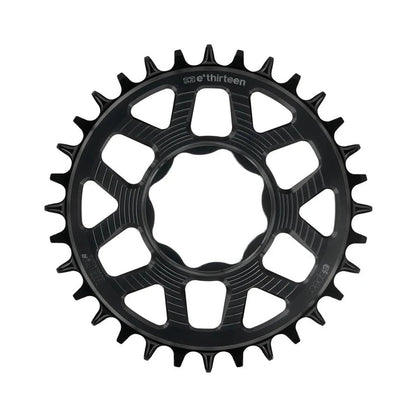 E-THIRTEEN HELIX RACE E-SPEC 1-fach-Kettenblatt, 11/12-fach, Direct Mount für TQ HPR50, Schwarz — Kettenblatt auf weißem Hintergrund