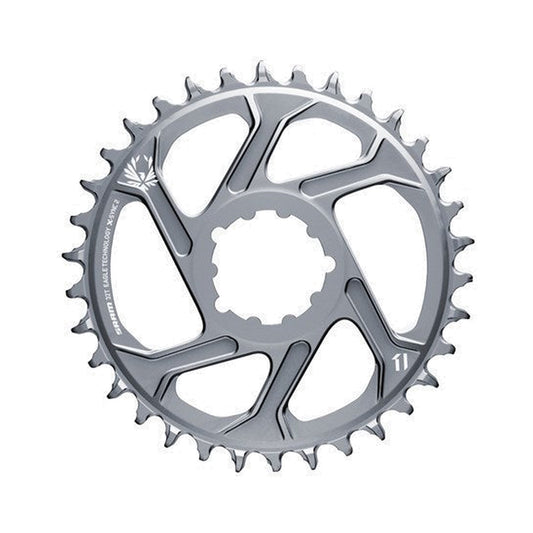 SRAM X-SYNC 2 EAGLE 1-fach-Kettenblatt, 12-fach, Direct Mount, 6 mm Versatz, Grau — Kettenblatt auf weißem Hintergrund