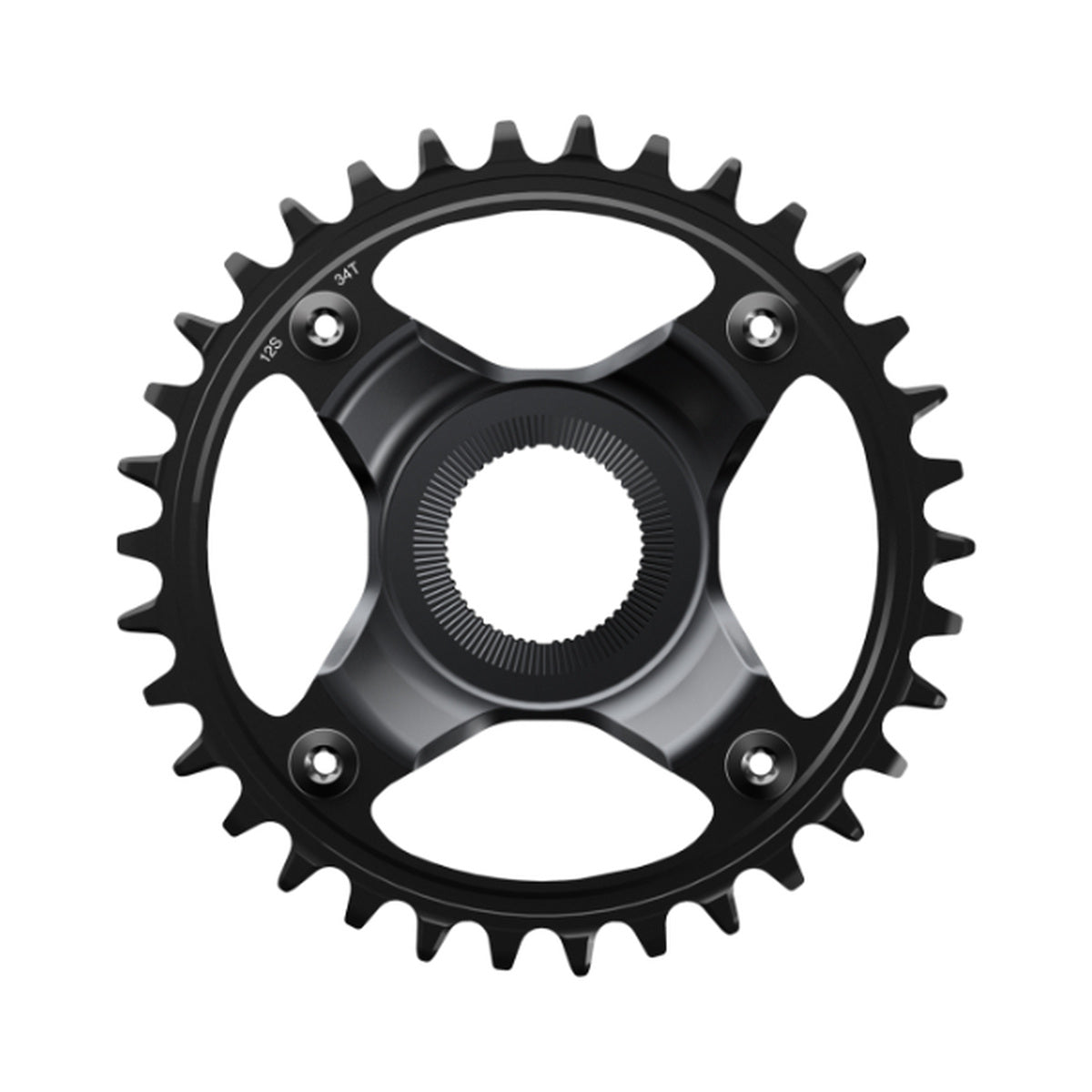 SHIMANO SM-CRE80-12-SB E-Bike-1-fach-Kettenblatt, 12-fach, 56,5 mm Kettenlinie — Kettenblatt auf weißem Hintergrund