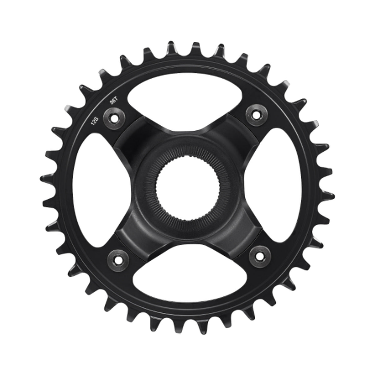 SHIMANO SM-CRE80-12-B E-Bike-1-fach-Kettenblatt, 12-fach, 53 mm Kettenlinie — Kettenblatt auf weißem Hintergrund