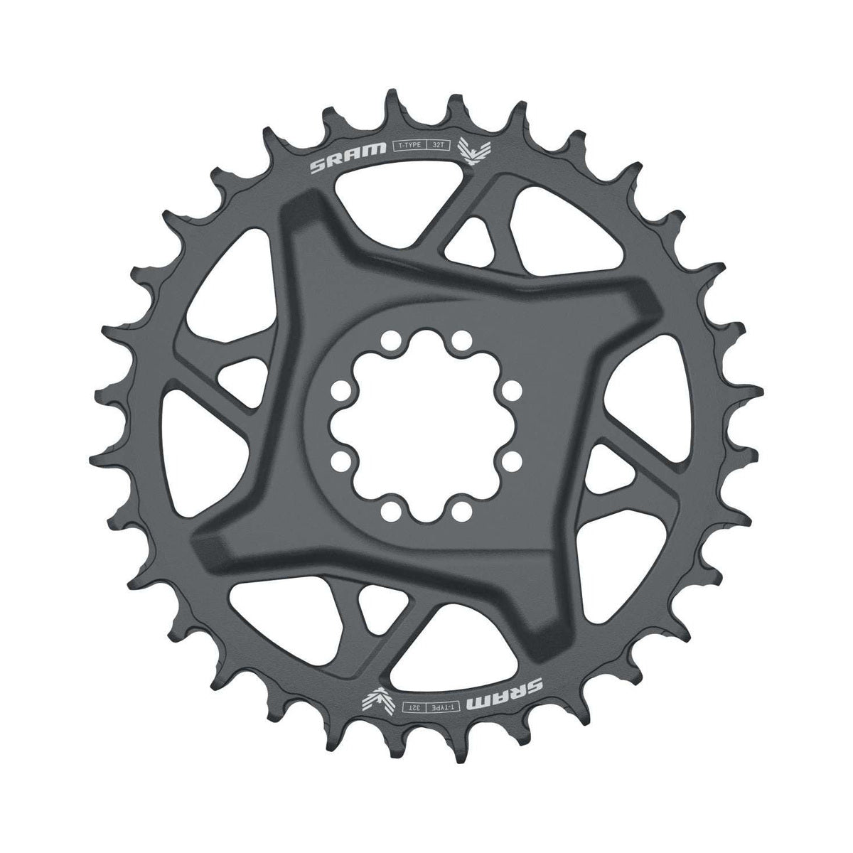 SRAM GX T-Type EAGLE BOOST Einfach-Kettenblatt, 12-fach, DM, 3 mm Offset, Grau — Kettenblatt auf weißem Hintergrund