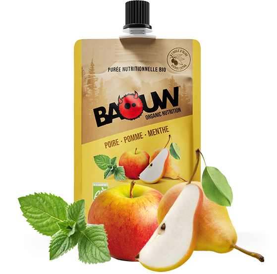 BAOUW Bio Rezeptur Energiepüree mit Früchten Birne/Apfel/Minze (90g)