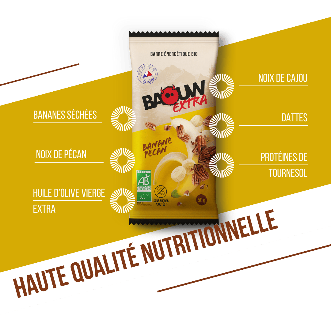 Energieriegel BAOUW BIO EXTRA Banane-Pekannuss (50g)