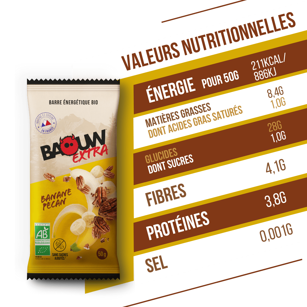 Energieriegel BAOUW BIO EXTRA Banane-Pekannuss (50g)