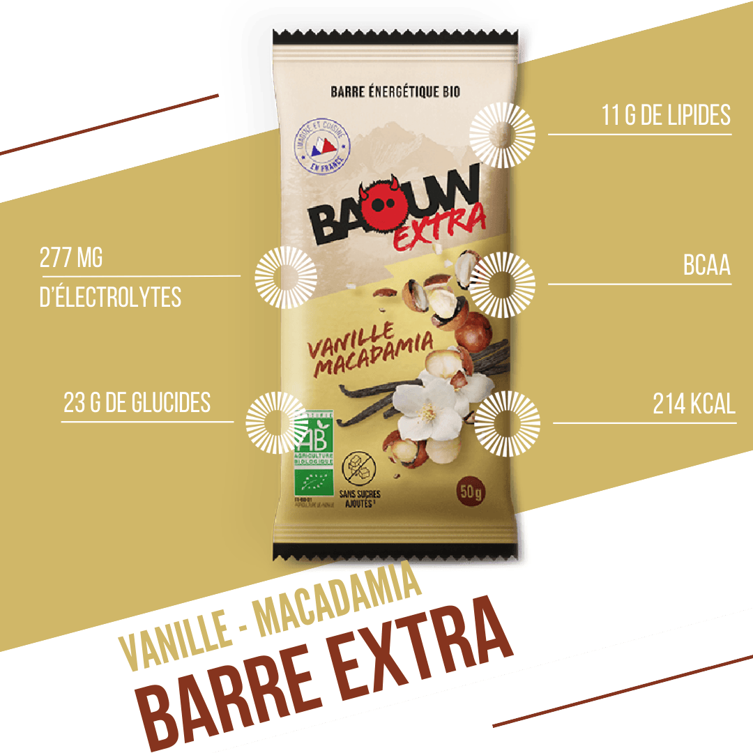 Energieriegel BAOUW BIO EXTRA Vanille-Macadamia (50g)
