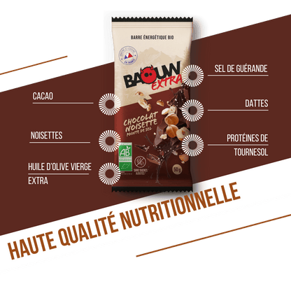 Energieriegel BAOUW BIO EXTRA Schokolade-Haselnuss (50g)