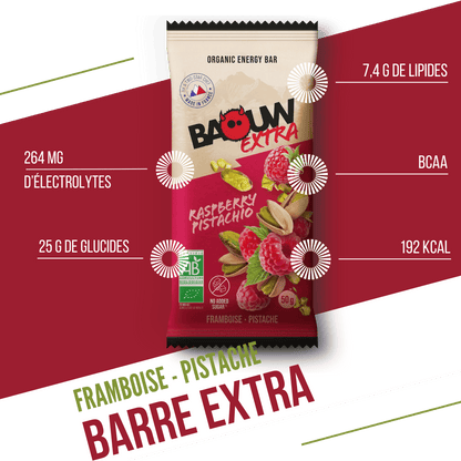 Energieriegel BAOUW BIO EXTRA Himbeere-Pistazie (50g)
