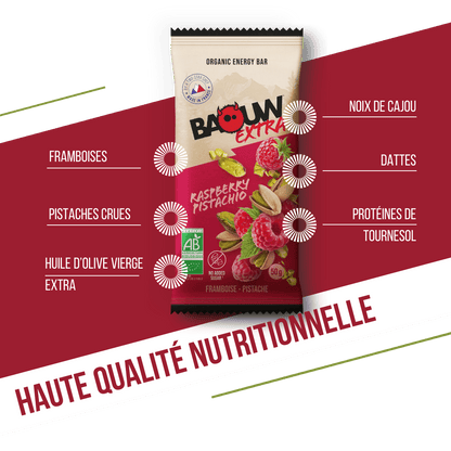 Energieriegel BAOUW BIO EXTRA Himbeere-Pistazie (50g)