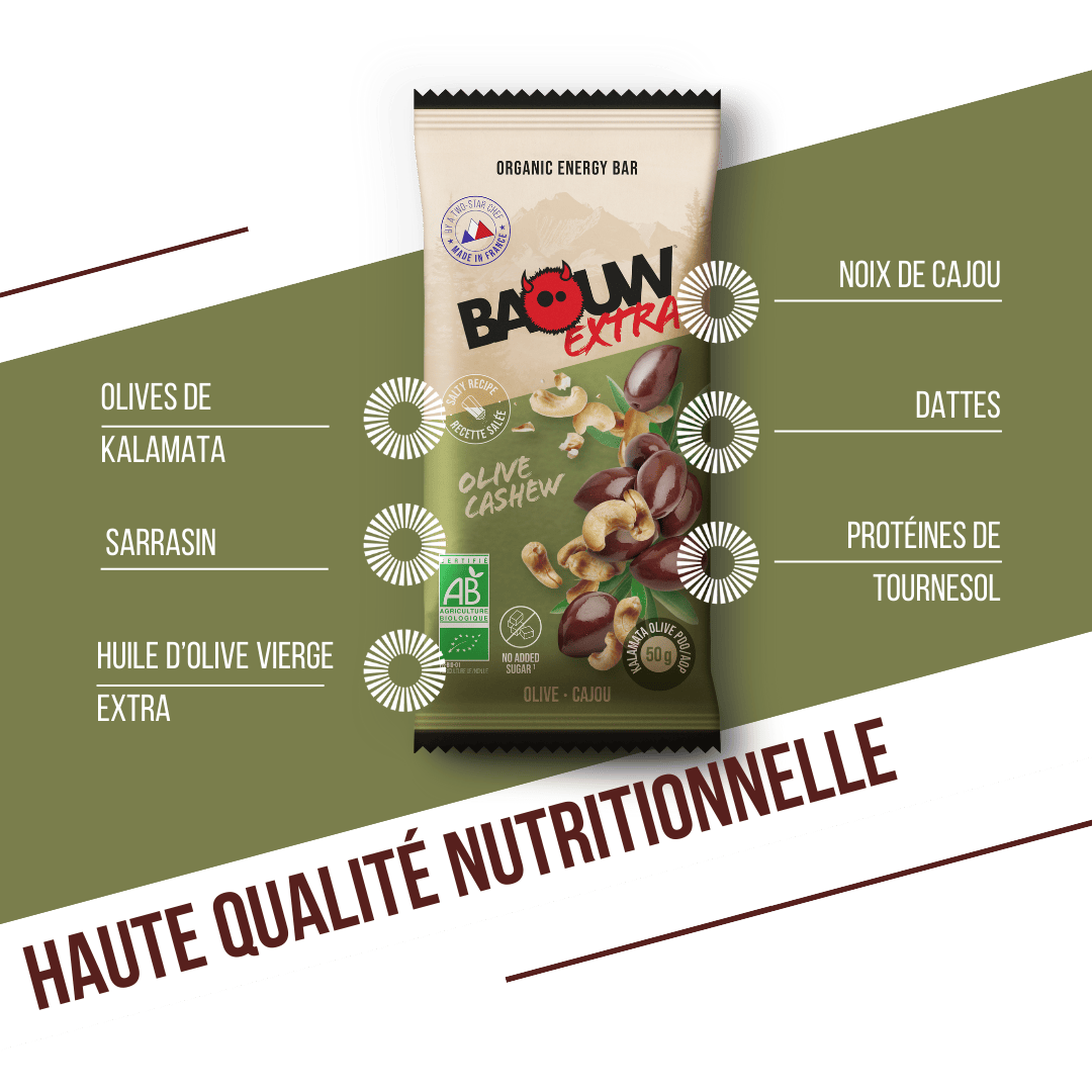 Energieriegel BAOUW BIO EXTRA gesalzen Olive-Cashew (50g)