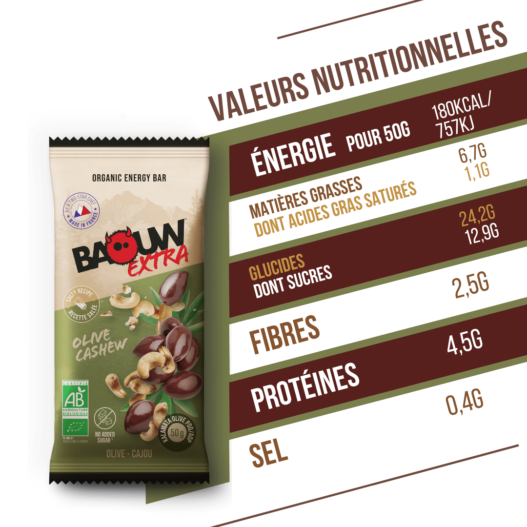 Energieriegel BAOUW BIO EXTRA gesalzen Olive-Cashew (50g)