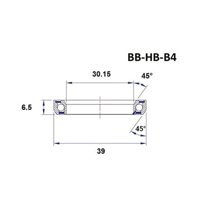 Steuersatz-Lager BLACK BEARING B4 1-1/8" 45/45° (30,15 x 39 x 6,5 mm)