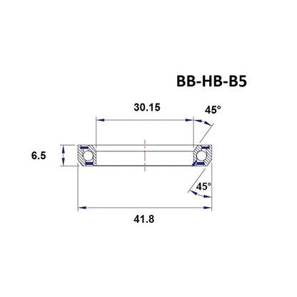 Steuersatz-Lager BLACK BEARING B5 1-1/8" 45/45° (30,15 x 41,8 x 6,5 mm)