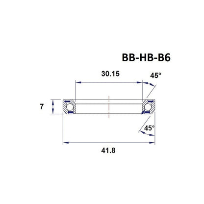 Steuersatz-Lager BLACK BEARING B6 1-1/8" 45/45° (30,15 x 41,8 x 7 mm)