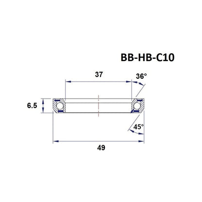 Steuersatzlager BLACK BEARING C10 36/45° (37 x 49 x 6,5 mm)