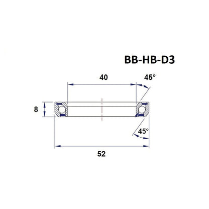 Steuersatz-Lager BLACK BEARING D3 1-1/2" 45/45° (40 x 52 x 8 mm)
