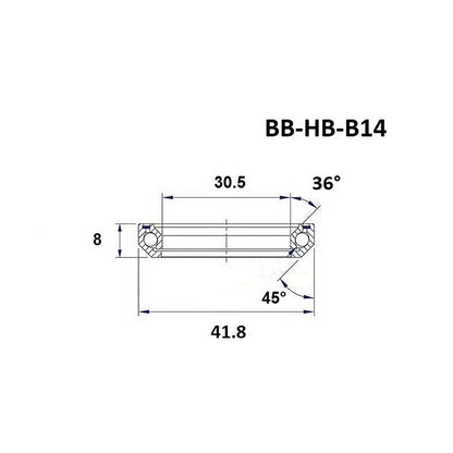 Steuersatz-Lager BLACK BEARING B14 1-1/8" 36/45° (30,5 x 41,8 x 8 mm)