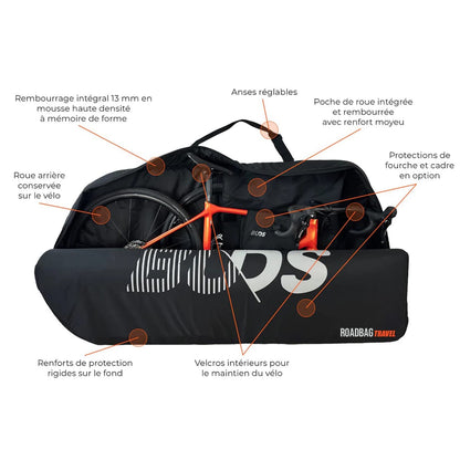 Rennrad-Fahrradhülle BUDS ROADBAG TRAVEL (Spezial Flugzeug) Schwarz
