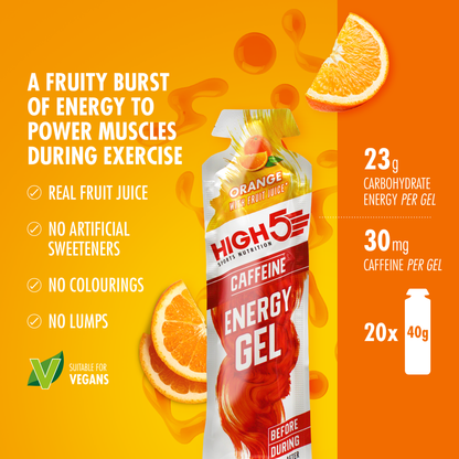 Energiegel HIGH5 ENERGY GEL Caffeine (40 g) Orange