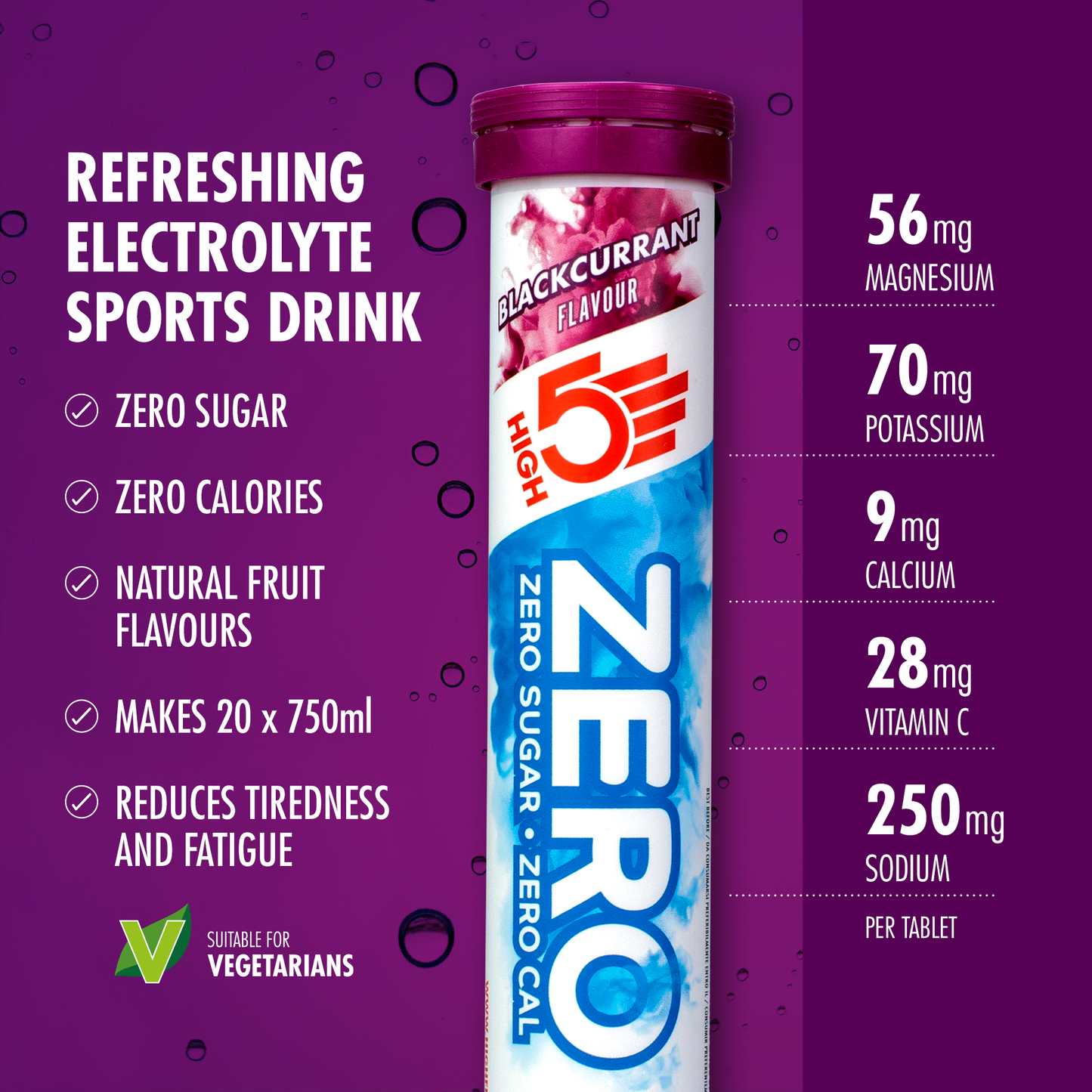 HIGH5 ZERO Elektrolyt-Hydratationstabletten (x20) Schwarze Johannisbeere