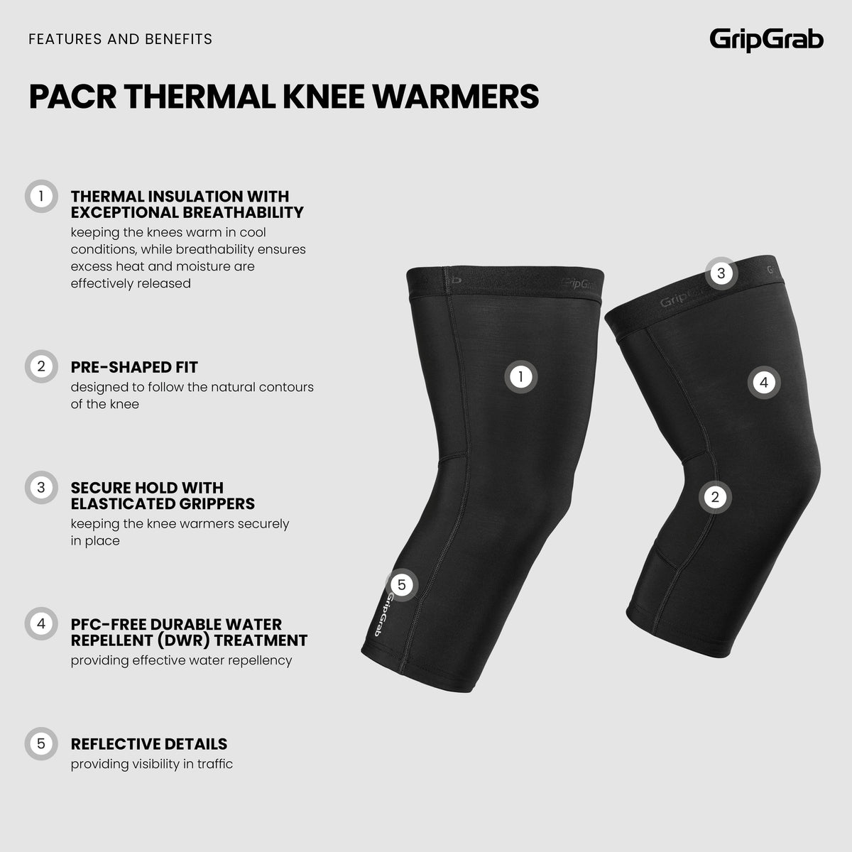 Kniewärmer GRIPGRAB PACR THERMAL Schwarz