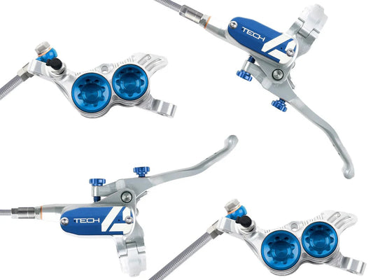 Paar Bremsen HOPE TECH 4 E4 Durite Aviation Silber/Blau