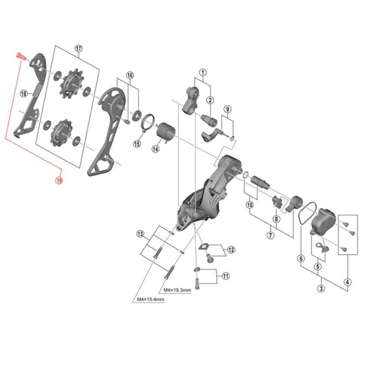 Vis de Galets de Dérailleur Arrière SHIMANO M5x12,45 mm (x1)