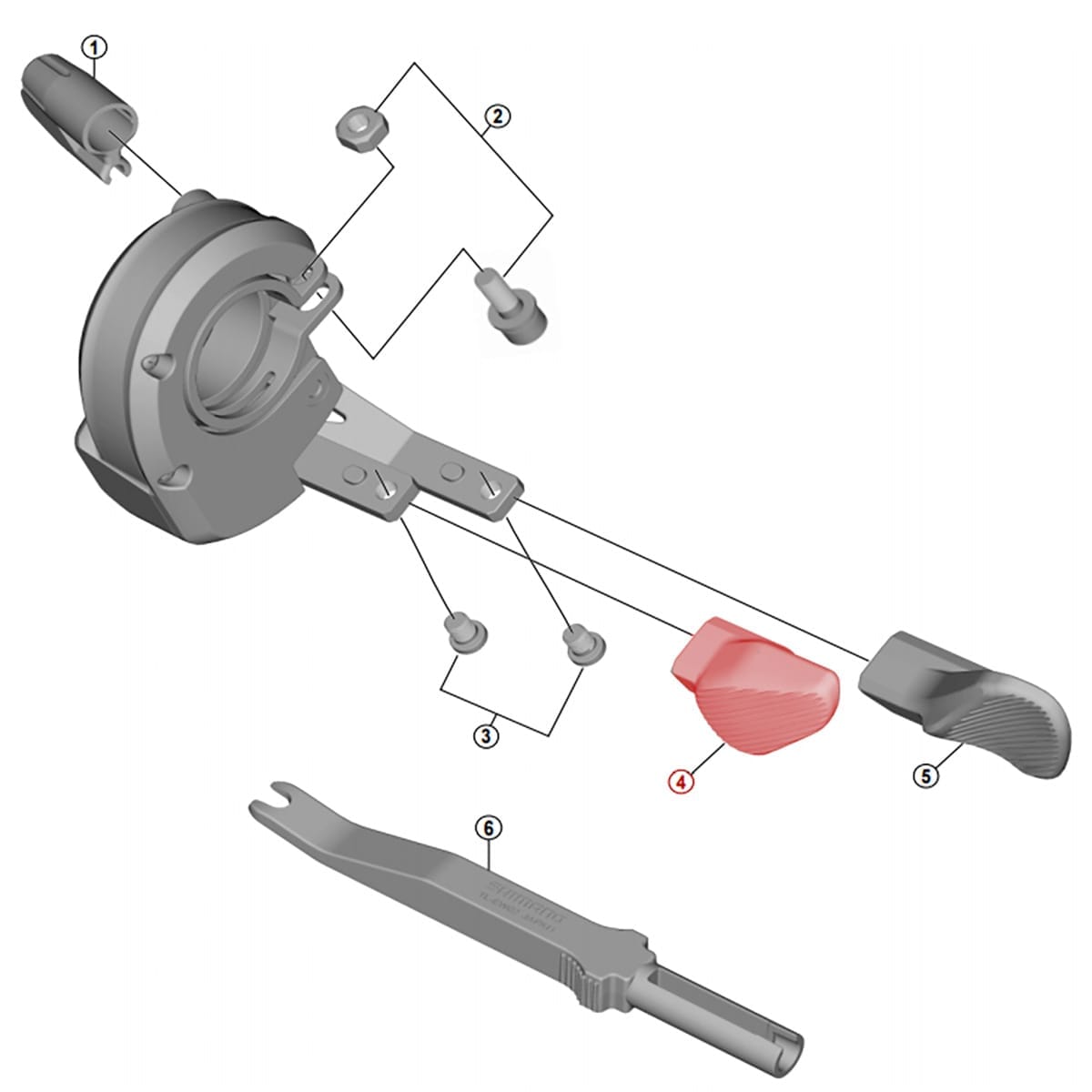 Poussoir A pour Commande de Vitesses Gauche SHIMANO XT Di2 SW-M8050 #Y0B300010