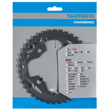 Mittleres/Äußeres Kettenblatt SHIMANO ALIVIO M4000 9-fach 4 Loch 96 mm