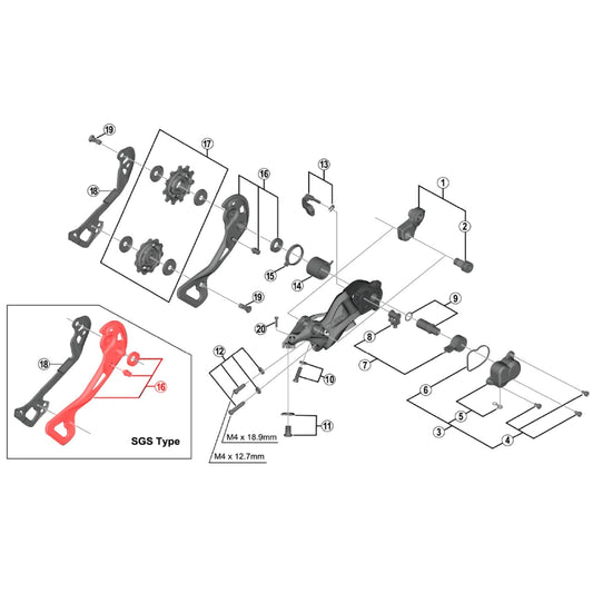 Chape Externe Longue pour Dérailleur Arrière SHIMANO XTR M9000 SGS #Y5PV98130