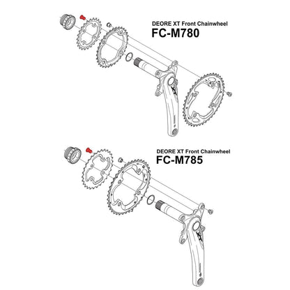 Schraubenset Kettenblatt-Innenseite SHIMANO XT M780 / M785 (x4) Silber