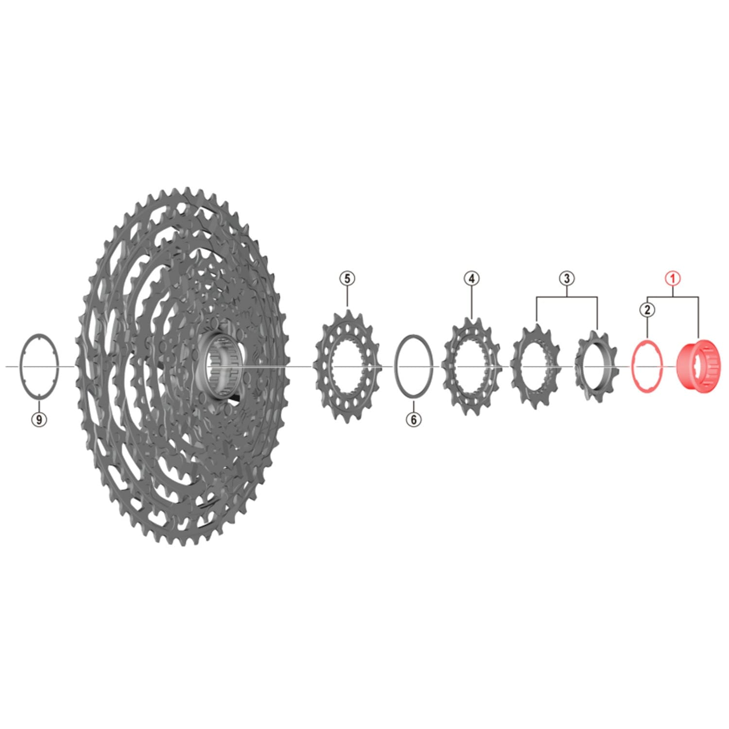 Ecrou et Entretoise de Serrage pour Cassette SHIMANO XTR CS-M9100-12 #Y1X498010