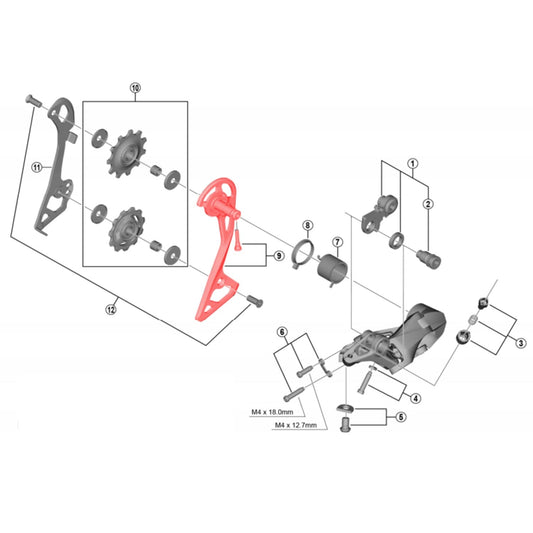 Chape Externe et Fixation pour Dérailleur Arrière SHIMANO 105 RD-R7000-GS #Y3F398060