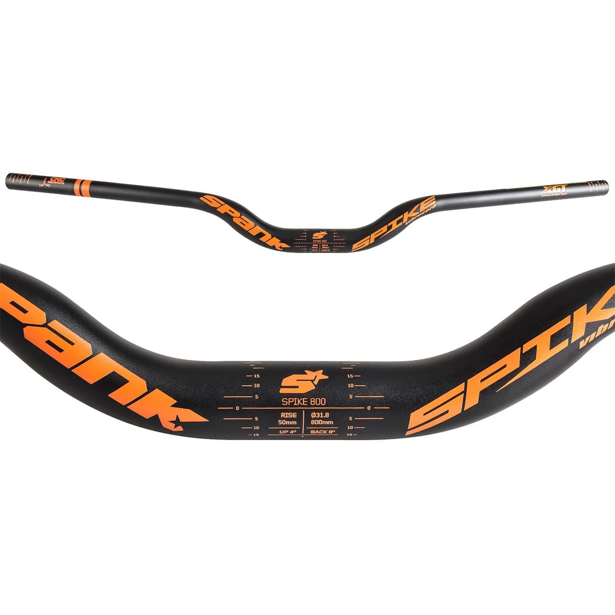 Cintre SPANK SPIKE 800 VIBROCORE Rise 50 mm 31,8/800 mm Noir/Orange