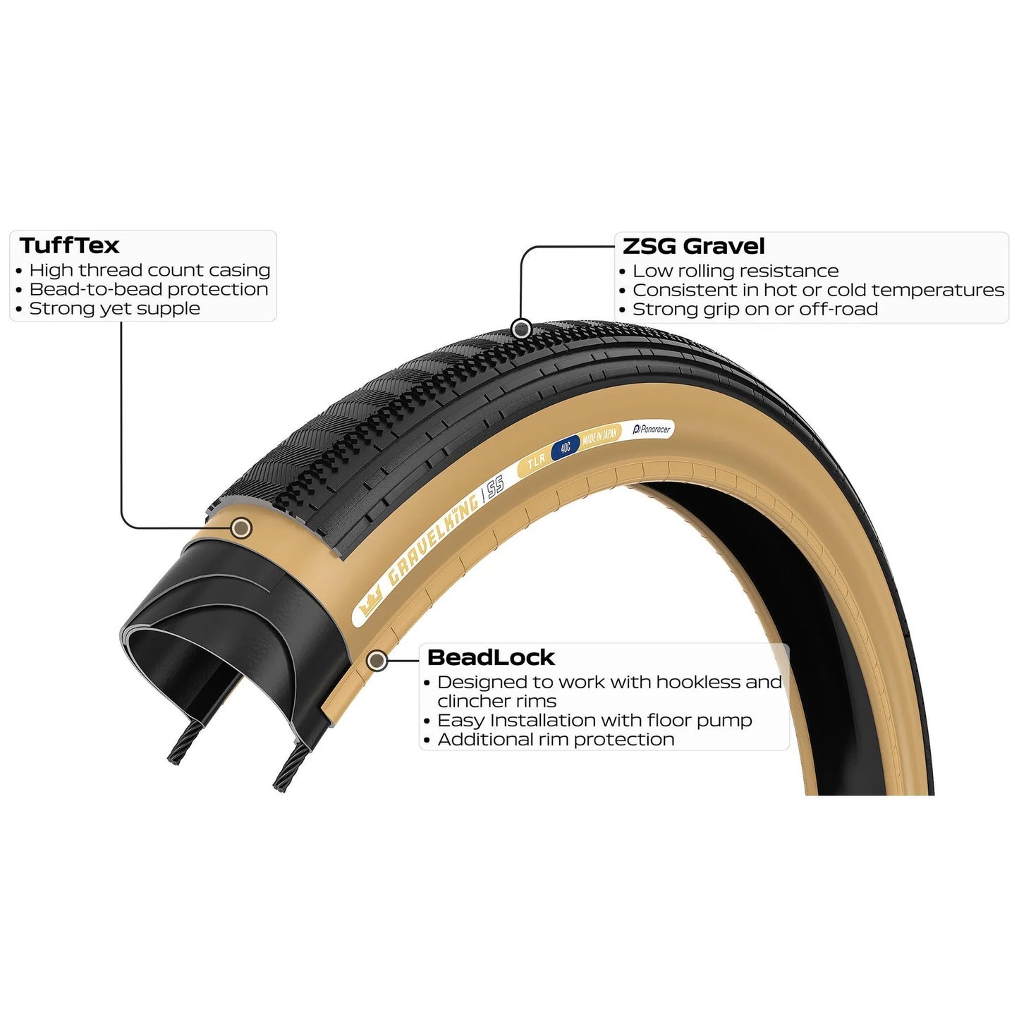 Reifen PANARACER GRAVELKING SEMISLICK TLR 700x30c Tubeless Ready Beige