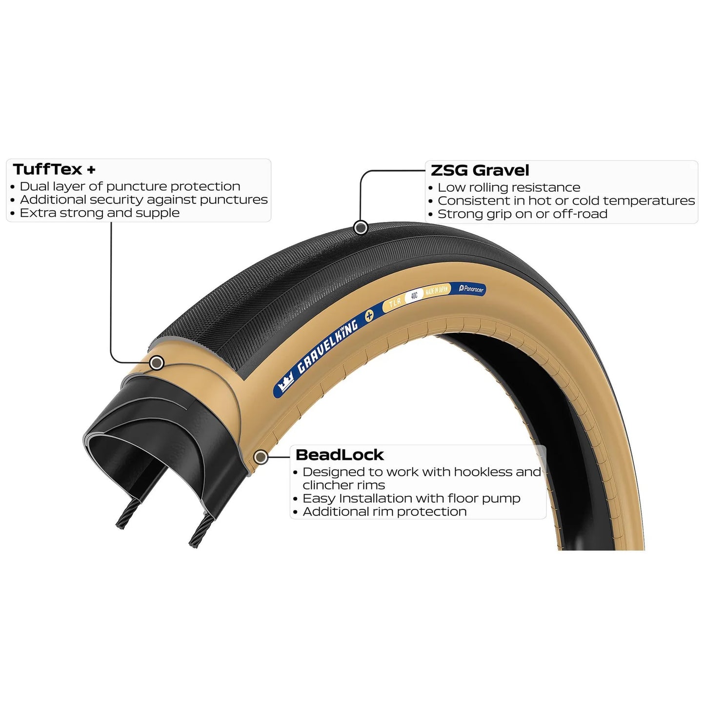 Reifen PANARACER GRAVELKING SLICK+ TLR 700x35 Tubeless Ready Schwarz