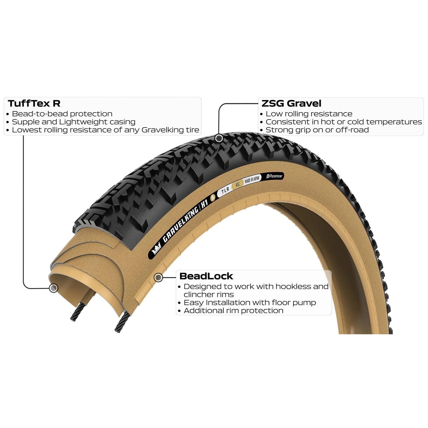 PANARACER GRAVELKING X1 R-LINE TLR 700x45c Tubeless Ready Reifen Beige