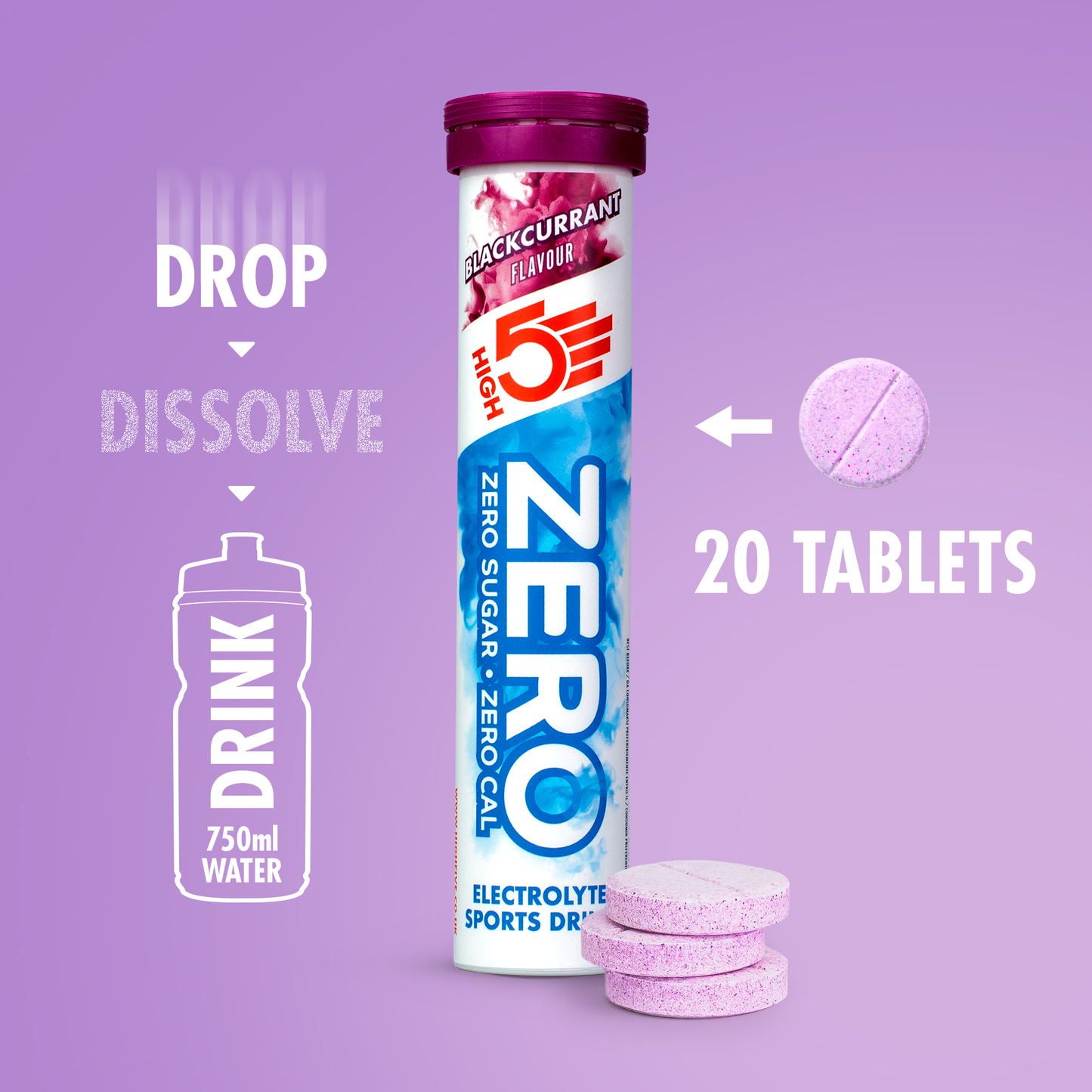 HIGH5 ZERO Elektrolyt-Hydratationstabletten (x20) Schwarze Johannisbeere