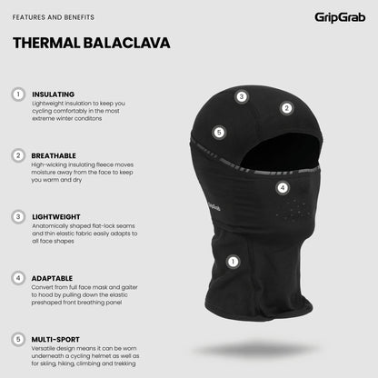 Sturmhaube GRIPGRAB THERMO WINTER Schwarz
