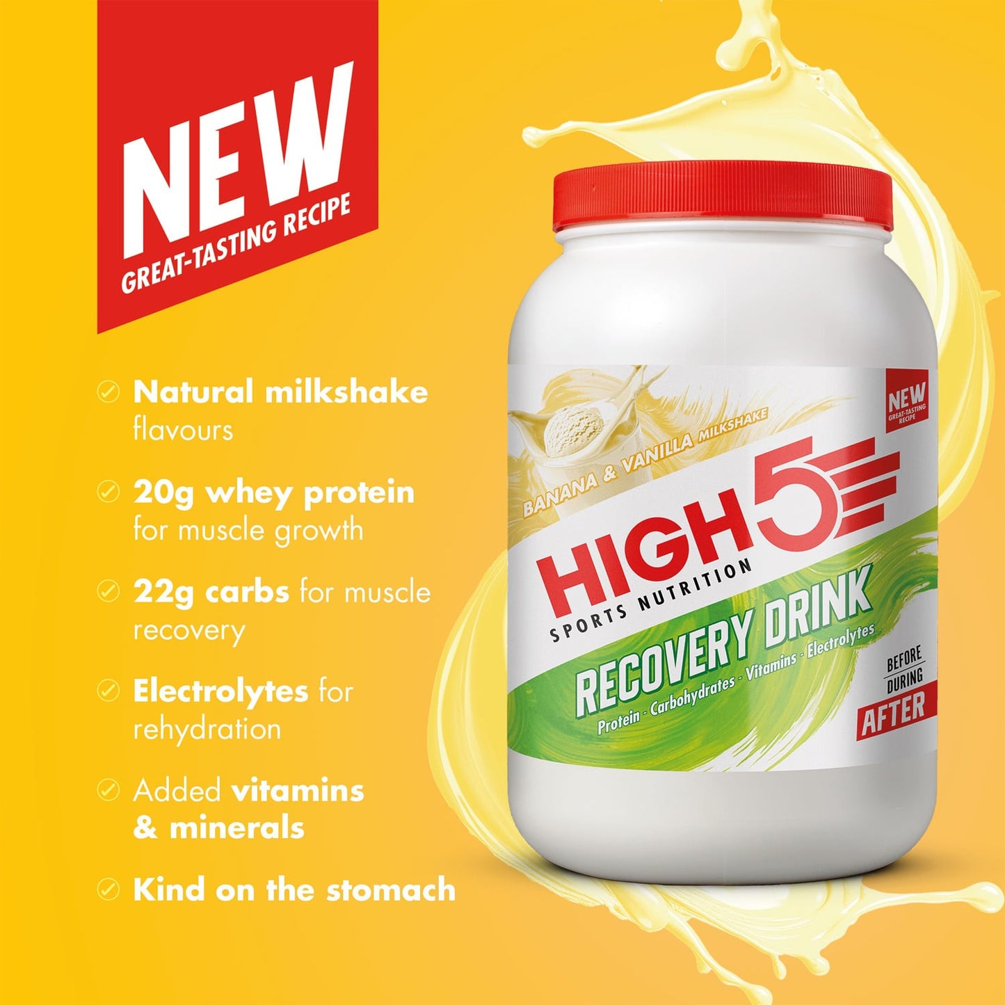 Erholungsgetränk HIGH5 RECOVERY DRINK (1.6kg) Banane Vanille Milchshake