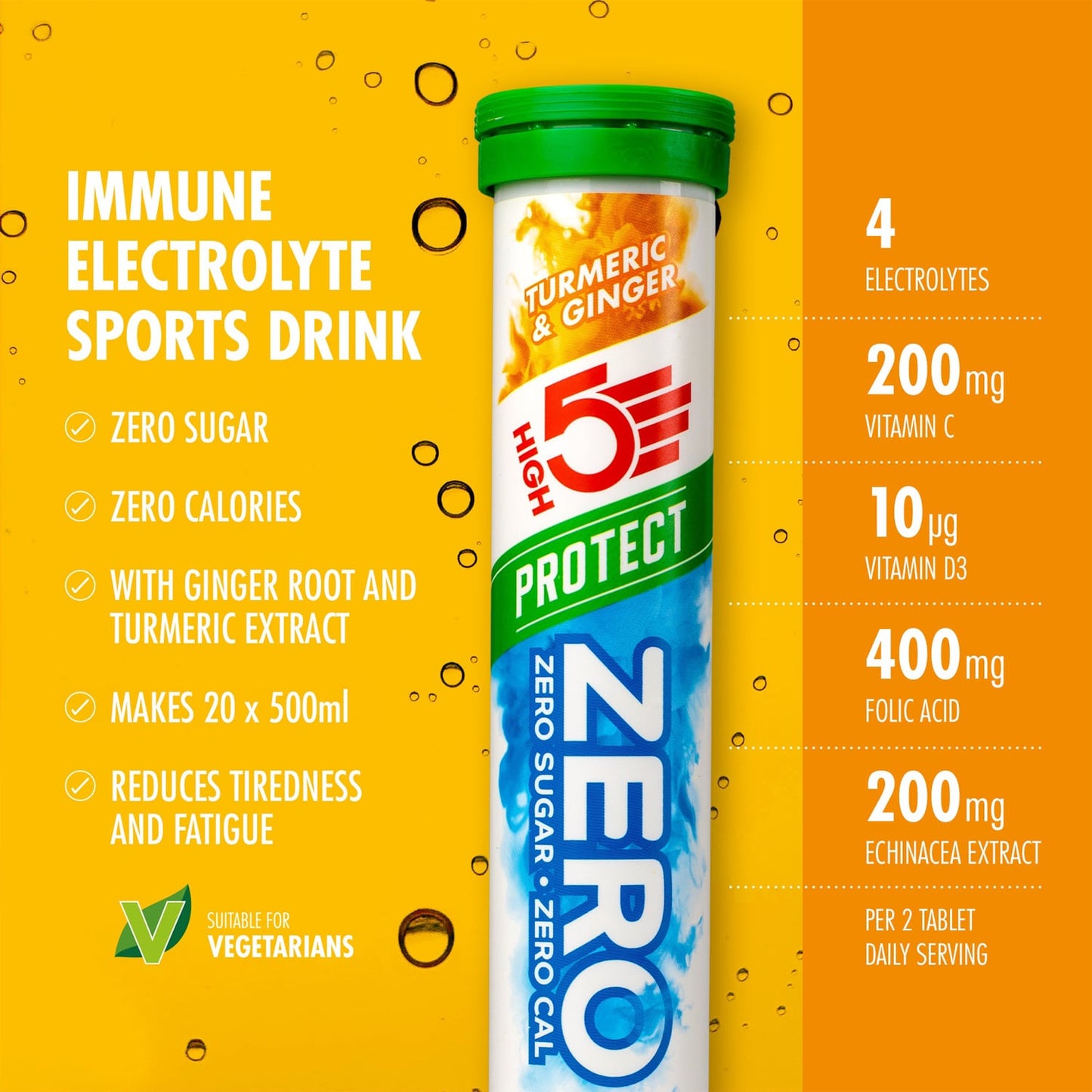 Anticramp Getränk HIGH5 ZERO PROTECT Tube 20 Pastillen Kurkuma Ingwer