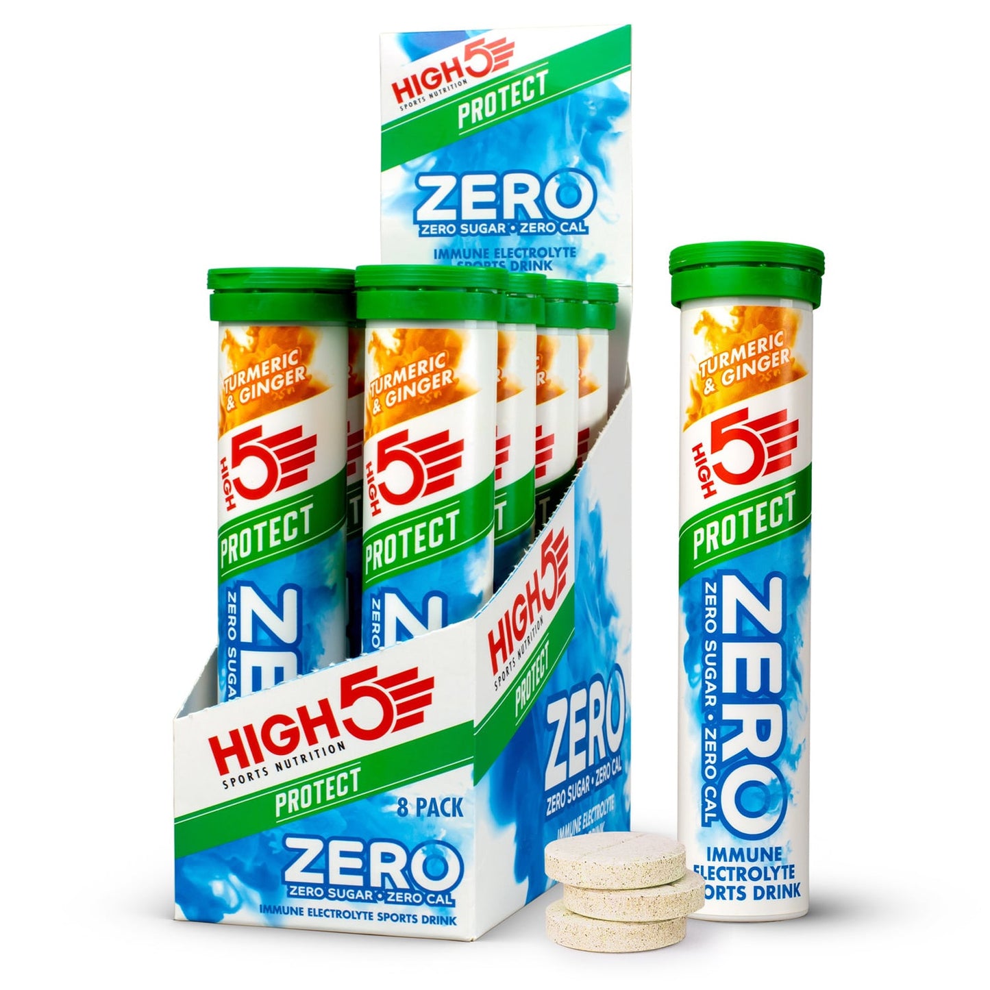 Anticramp Getränk HIGH5 ZERO PROTECT Tube 20 Pastillen Kurkuma Ingwer