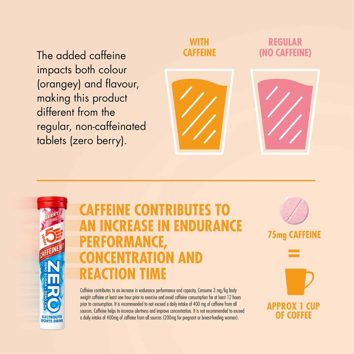 Anticramp Getränk HIGH5 ZERO Caffeine Hit Tube 20 Pastillen Frucht Rot