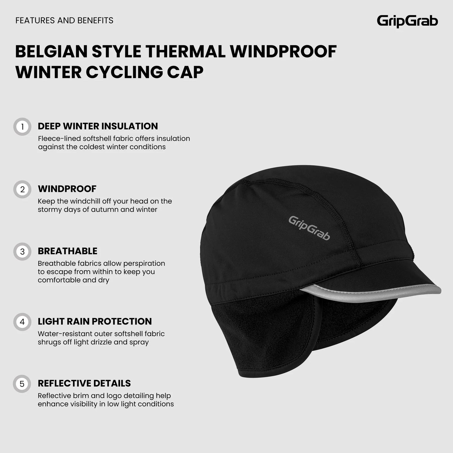Mütze GRIPGRAB BELGIAN STYLE THERMAL WINDPROOF WINTER Schwarz