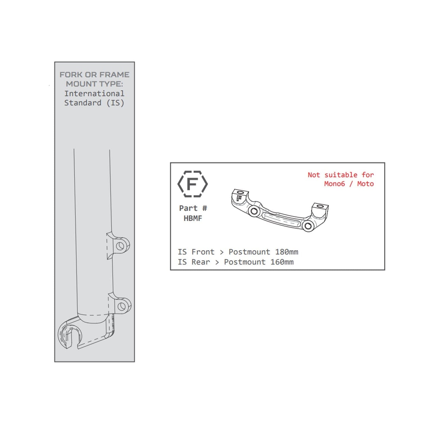 Adapter Bremssattel vorne / hinten PM / IS HOPE (vorne 180mm / hinten 160mm) #HBMF Schwarz